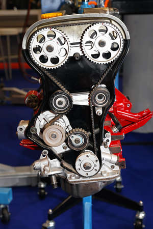 Open cover of timing belt drive in automobile engineの写真素材