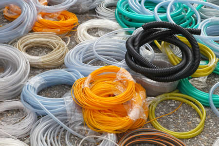 Big bunch of hoses and tube coilsの写真素材