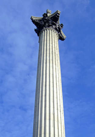 Nelsons Column landmark at Trafalgar square in Londonの写真素材