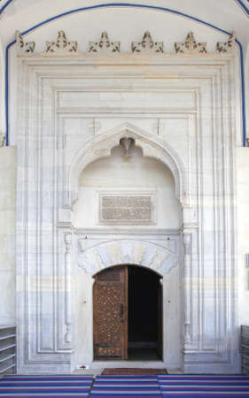 Entrance with shoe rack at Mustafa Pasha Mosque Skopjeの写真素材