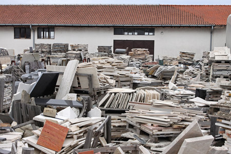 Granite and marble stone warehouse yardの写真素材