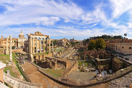 ROME, ITALY - OCTOBER 25  The Roman Forum in Rome on OCTOBER 25, 2009  The Roman Forum and ruins of ancient city in Rome, Italy のeditorial素材
