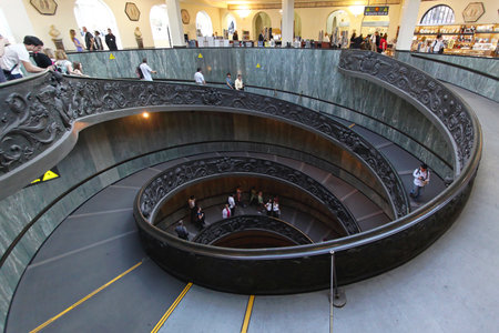 ROME, ITALY - OCTOBER 26  The Bramante Staircase in Vatican on OCTOBER 26, 2009  Double Helix Staircase in Vatican のeditorial素材