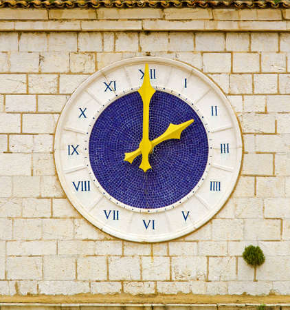 Two o clock at old blue Roman clock