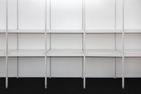 Empty shelves and aisles in supermarket grocery storeのeditorial素材