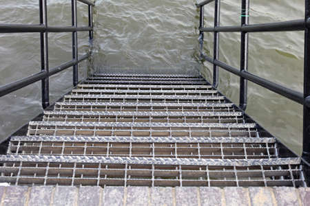 Water flood over staircase natural disasterの写真素材