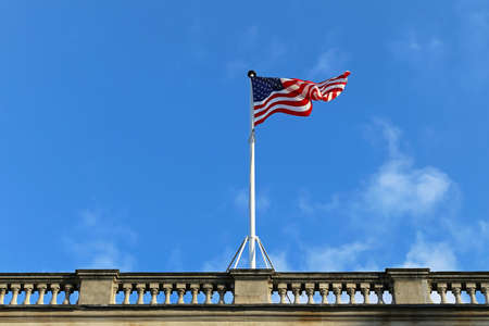 National Usa flag at top of buildingの写真素材