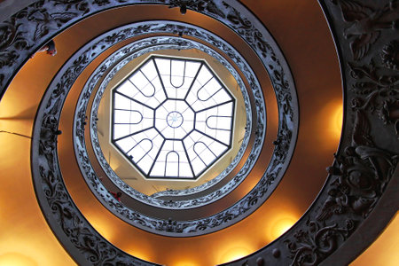 ROME, ITALY - OCTOBER 26  Double Helix Staircase in Vatican on OCTOBER 26, 2009  The Bramante...