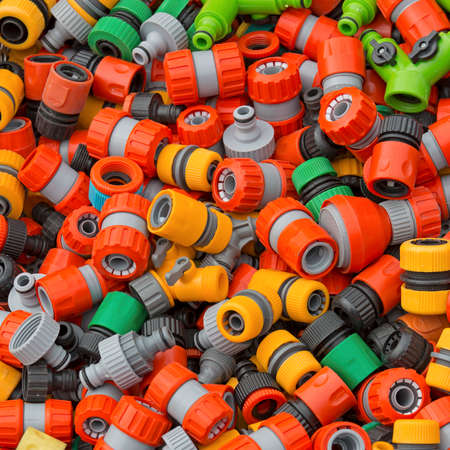 Colorful plastic hose fittings and adaptersの写真素材