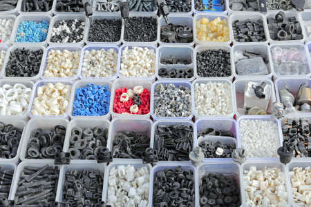 Rubber and plastic parts in trays