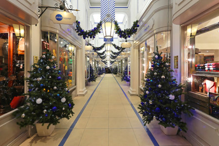 LONDON, UNITED KINGDOM - NOVEMBER 20: Christmas decoration at Princes Arcade in London on NOVEMBER 20, 2013. Princes Arcade is a boutique shopping centre from 1909 at Piccadilly street in London., United Kingdom.のeditorial素材