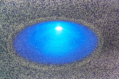 NAPLES, ITALY - JUNE 25: Toledo Metro Station in Naples on JUNE 25, 2014. Oval blue hole lightwell in Toledo Art station designed by Spanish Architects Firm Oscar Tusquets Blanca in Naples, Italy.のeditorial素材