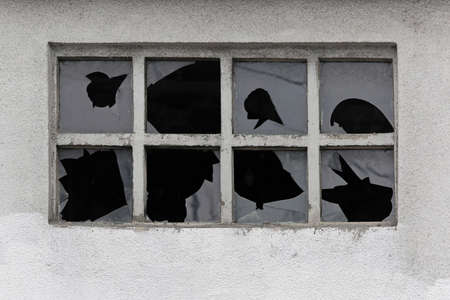 All broken windows at abandoned building