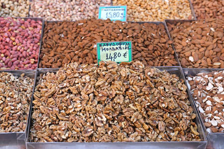 Varous Selection of Shelled Nuts at Farmers Marketの写真素材