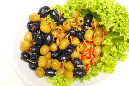 Green and Black Olives Greek Saladの写真素材