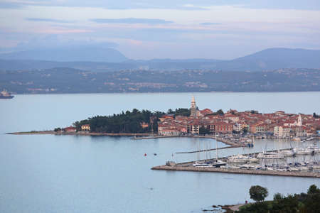 Seaside Town and Port for Yachts in Izola Istria Peninsula Sloveniaの写真素材