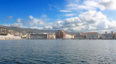 Panoramic Cityscape From Dock in Trieste Italy
