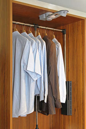 Mens Wardrobe Closet With Shirts and Suitの写真素材