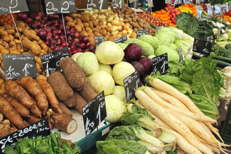 Various Vegetables at Farmers Market Stallの写真素材
