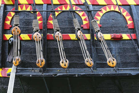 Pulley And Ropes at Golden Hind Tall Ship