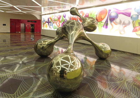NAPLES, ITALY - JUNE 25: University Metro Station in Naples on JUNE 25, 2014. Eclectic Sculpture at Universita Art Station Designed by Architect Karim Rashid in Naples, Italy.のeditorial素材