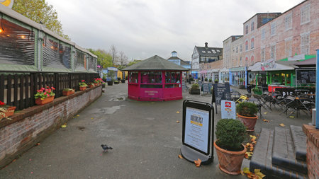 LONDON, UNITED KINGDOM - NOVEMBER 20: Gabriel Wharf Redeveloped Shopping Area in London on NOVEMBER 20, 2013. Gabriels Wharf Shops and Bars at Southwark in London, United Kingdom.のeditorial素材