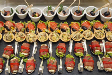 Canape Party Food Served in Bended Spoons