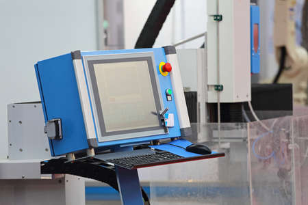 Computer Machine Control Panel For Automated Production in Factoryの写真素材