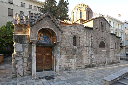 Panaghia Kapnikarea Church at Ermou street in Athensの写真素材