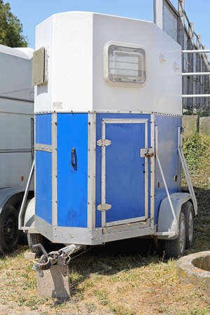 Used Horse Trailer in White and Blue