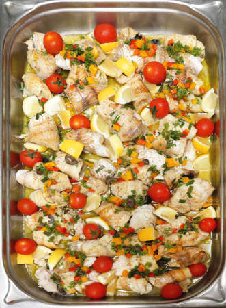 Cod Fish Filets With Herbs Saladの写真素材