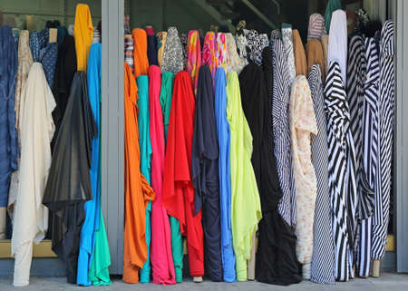 Textile Fabric Rolls in Material Craft Shopの写真素材