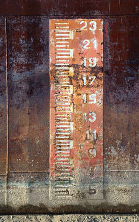 Odd Numbers Draft Marks at Ship Hullの写真素材