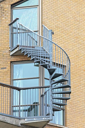 External Spiral Staircase Made From Steel Fire Escapeの写真素材