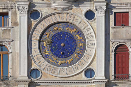St Marks Clock With Zodiac Dial in Venice Italy.の写真素材