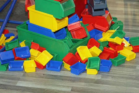 Big Bunch of Colour Plastic Trays and Bins
