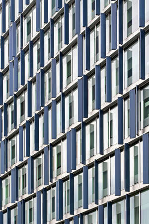 Modern Office Building With Blue Fins Decor