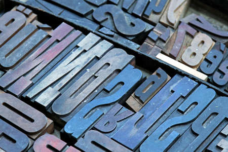 Big Collection of Vintage Printer Letter Blocksの写真素材