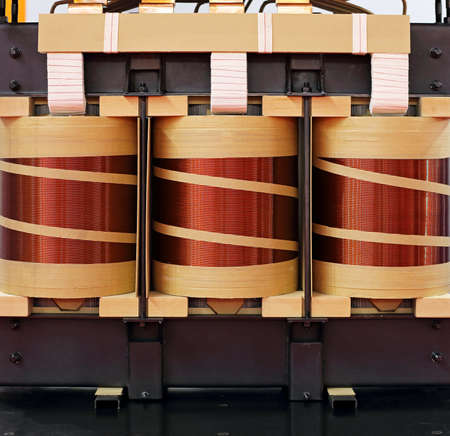 Big Industrial Electric Transformer Device With Copper Wire Coilsの写真素材
