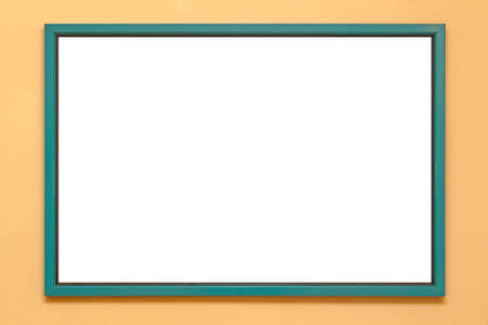 Rectangular Green Picture Frame at Wallの写真素材