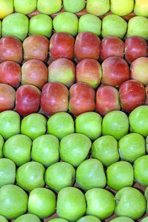 Stacked Green and Red Apples Fruits