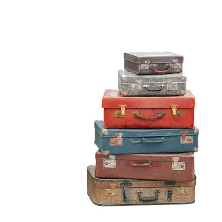 Stack of Vintage Luggage Suitcase Isolated Included Clipping Pathの写真素材