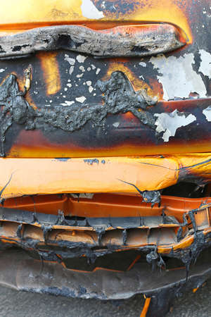 Melted and Dameged Car After Fire Infernoの写真素材