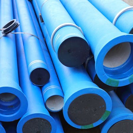 Blue Plastic Pipes For New Municipal Water System