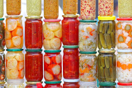Various Pickled Vegetables in Mason Jars