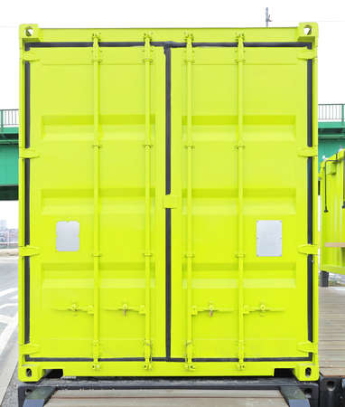 Closed Doors at Green Cargo Containerの写真素材