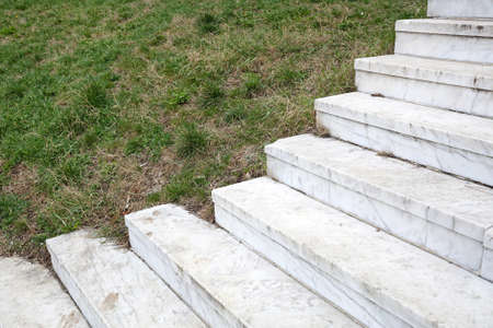 White Marble Stone Stairs in Parkの写真素材