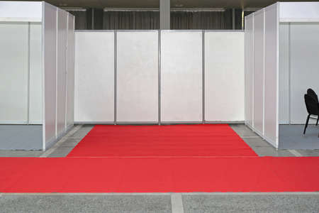 Empty Exibition Trade Space With Red Carpetの写真素材
