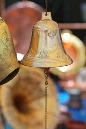 Used Brass Bell at Flea Marketの写真素材