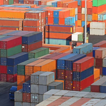 Cargo Containers Stacked at Terminal Port